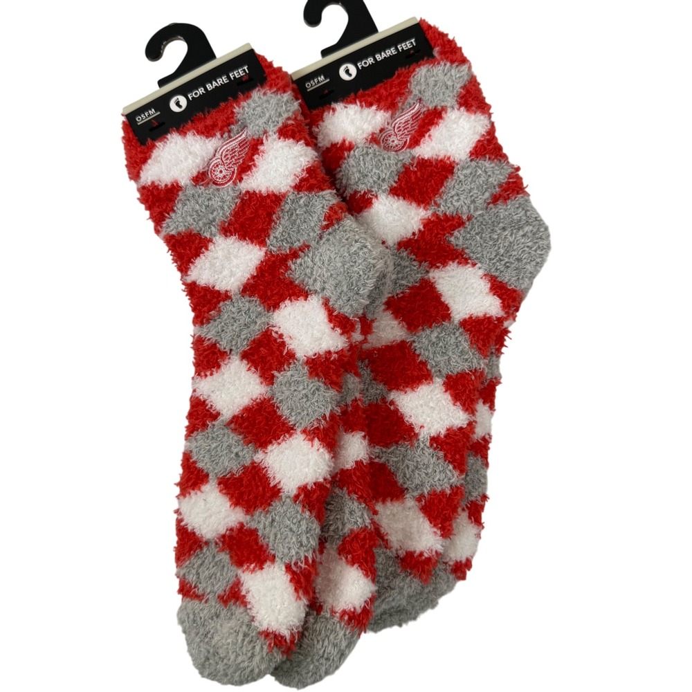 Detroit Red Wings NHL Fuzzy Socks One Size Fits Most For Bare Feet Men‎ Womens